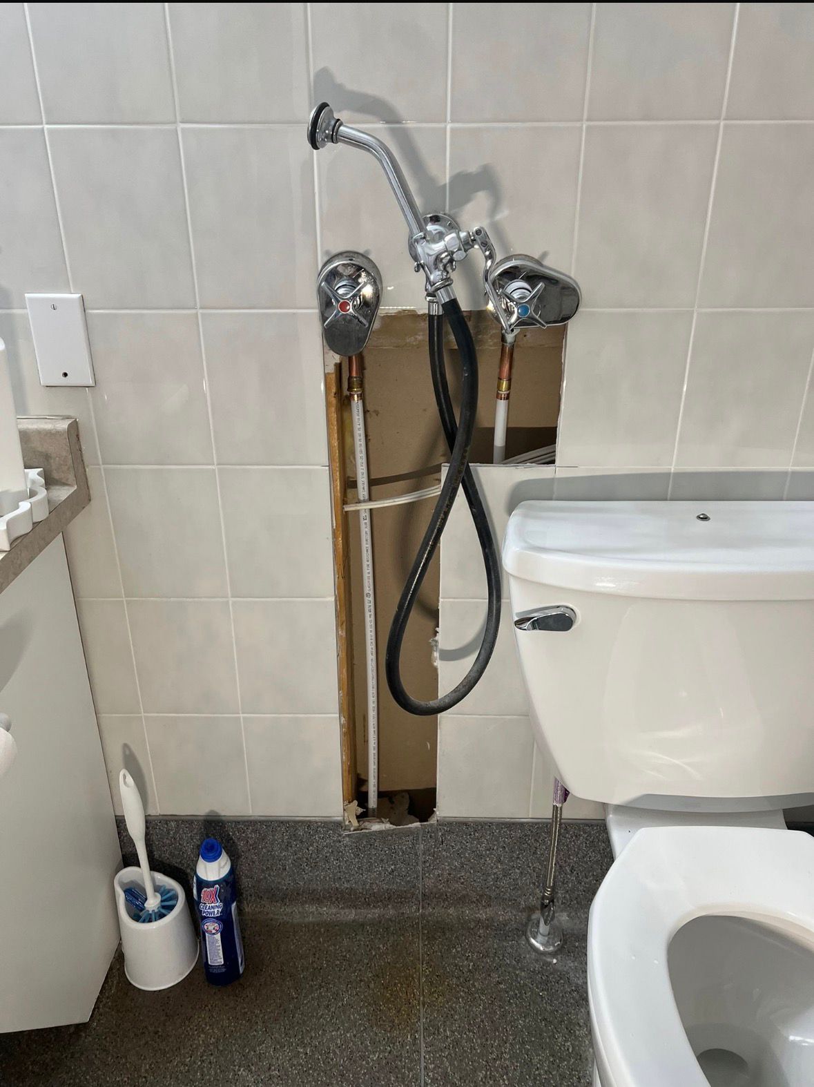 Shower and toilet plumbing installation